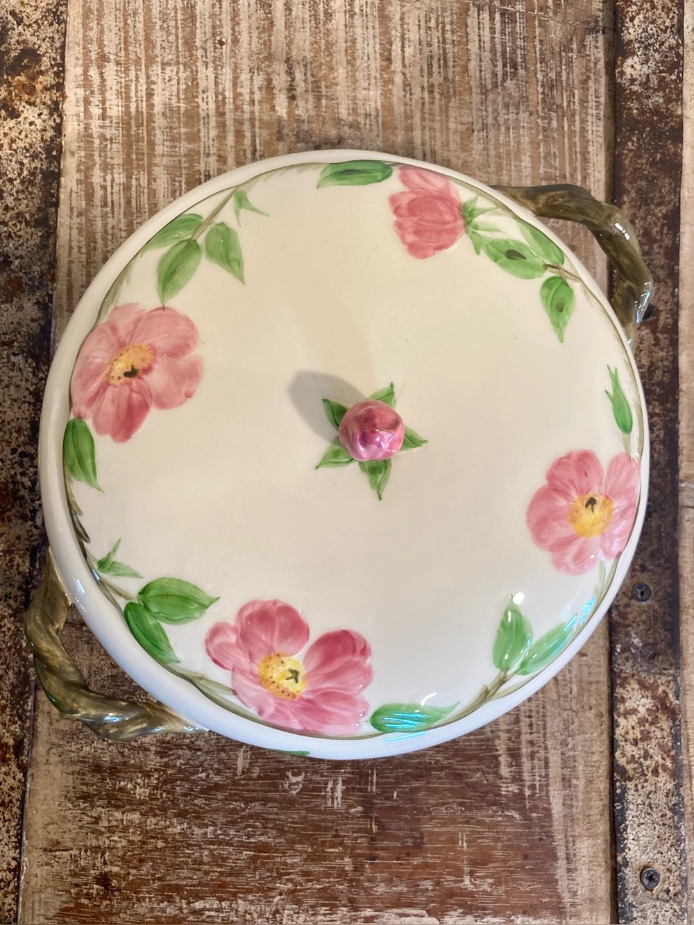 Franciscan Desert Rose Covered Serving Dish USA Backstamp 1960s Earthenware